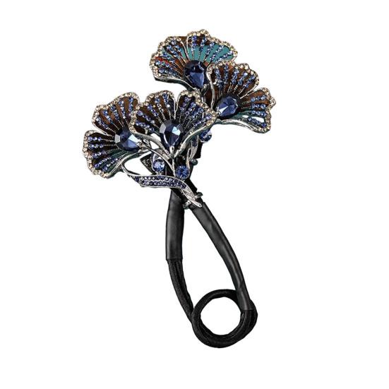 Hair Clip Peacock Phoenix Calla Shape Shiny Rhinestones Inlaid Hair Claw Hand-Embroidered Bun Maker