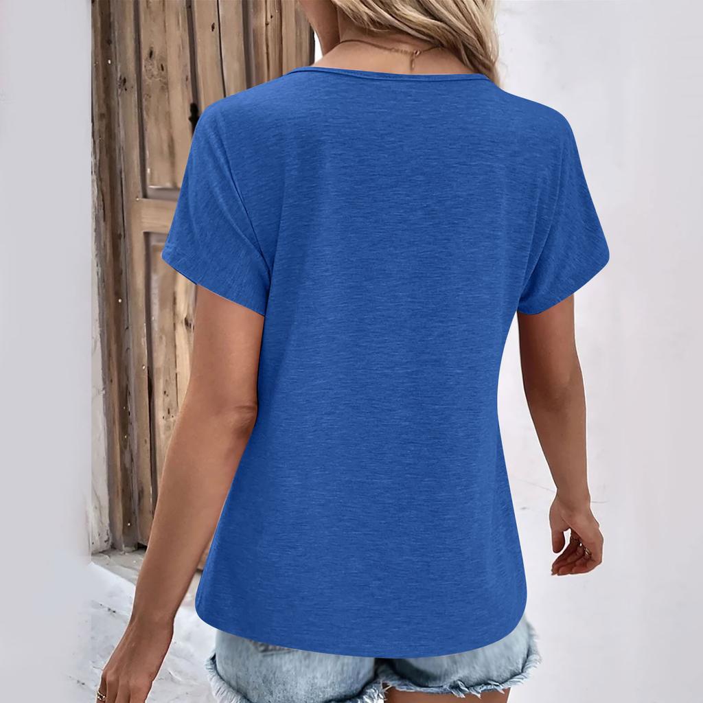 Summer Tops For Women Color For Women V-Neck Short Sleeve Comfy Womens Tops Oversized Tshirts