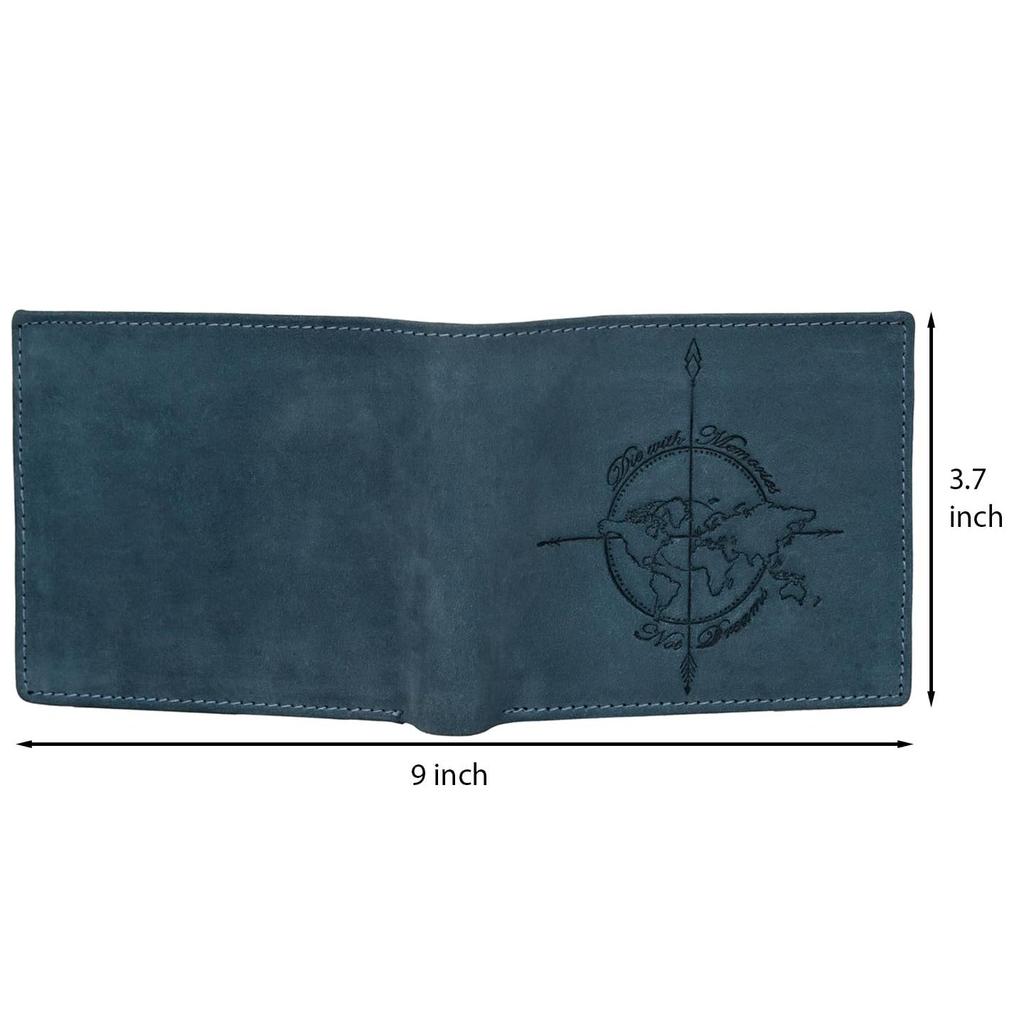 Кожаный кошелек Atlas Vintage Blue World Map для мужчин