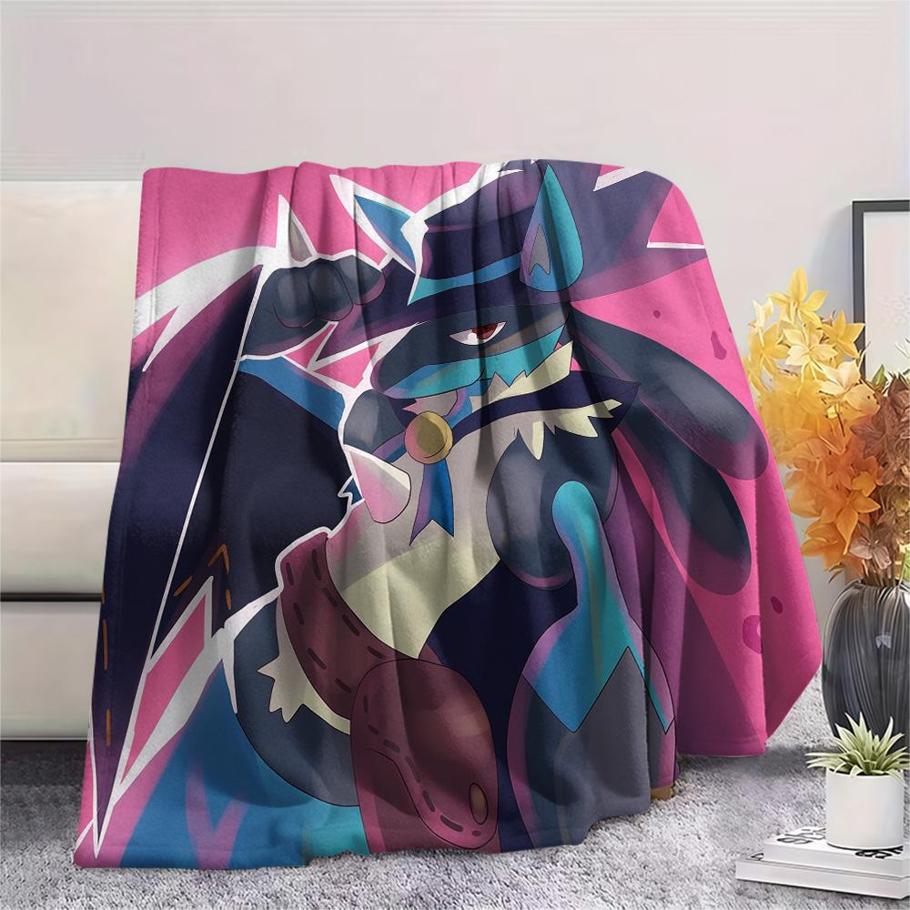 Lucario 4 Print Flannel Blanket, High quality Comfortable for All Seasons, Home Decor, Warmth and Comfort