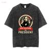 Dave Mustaine for President T Shirt S to 4XL long sleeves vintage Washed homme streetwear Stylish Stretched Unisex Breathable