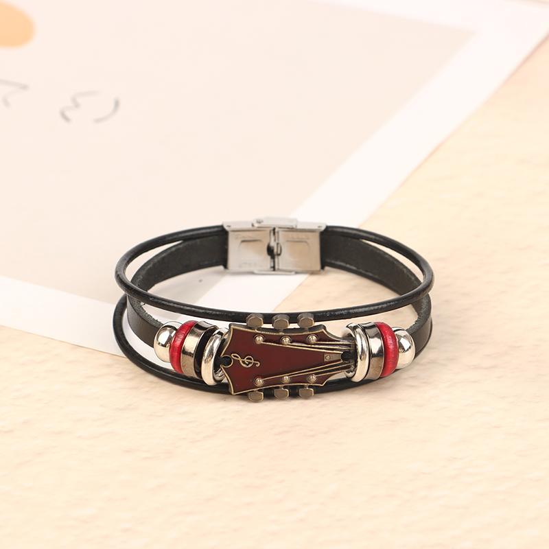 Ретро кожаный браслет-гитара мужской женский браслет-манжета музыкальный браслет для мужчин и женщин подарок любителям музыки