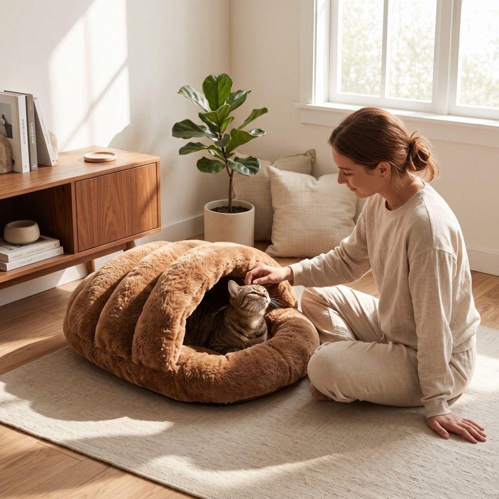Soft Skin-Friendly Winter Cat Bed Warm Pet Sofa Bed Cat Cave House Dog Nest Mat Indoor