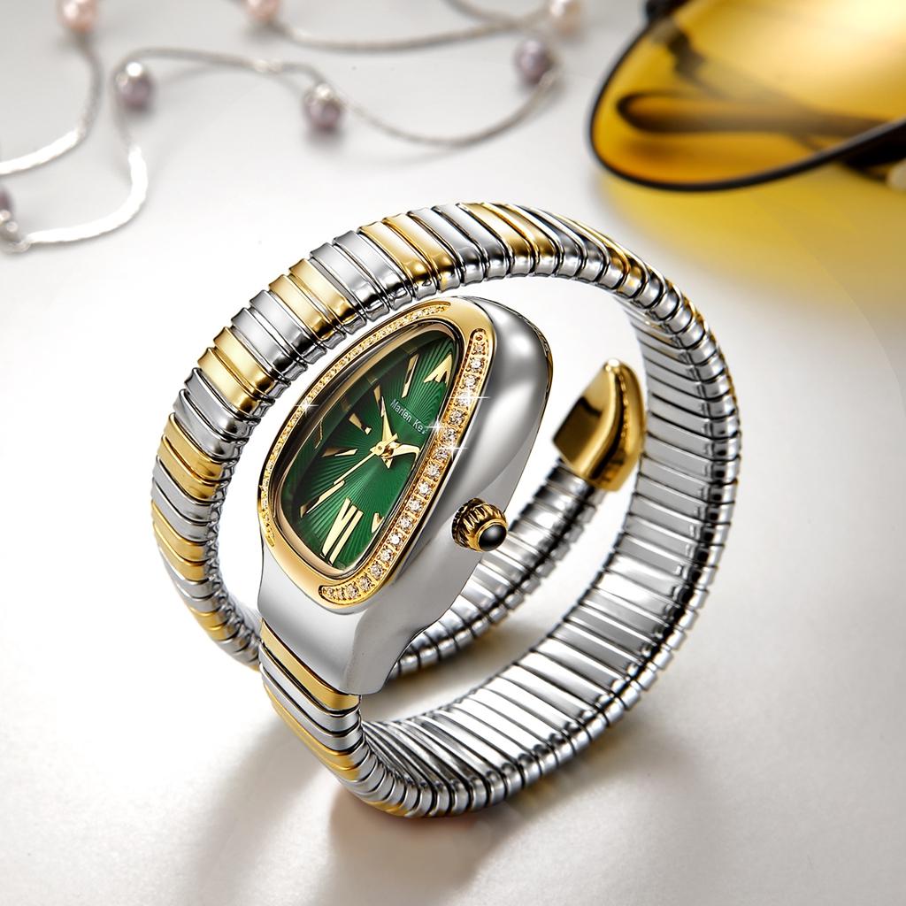 Элегантный дизайн женских часов Уникальный браслет в форме змеи Женские кварцевые наручные часы Лучший подарок