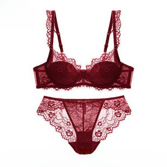 Европейский и американский сексуальный кружевной хлопковый комплект бюстгальтера - Удобный, Дышащий, С поддержкой, Женское нижнее белье больших размеров