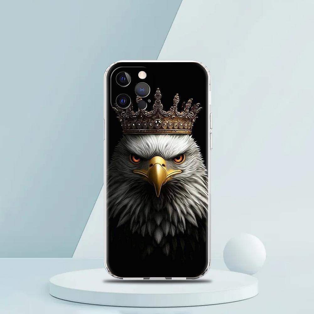 Мягкий прозрачный чехол-бампер из ТПУ для iPhone 16 15 14 13 12 11 Pro Max XR 8 7 Plus Ударопрочный корпус с рисунком птицы Орел Ястреб