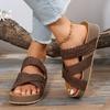 Comfortable Women's Summer Outside Shoes Big Size Casual Sandals Drag Female Flat Bottom Thick Bottom One Word Cross Weaving Solid Colour Sandals