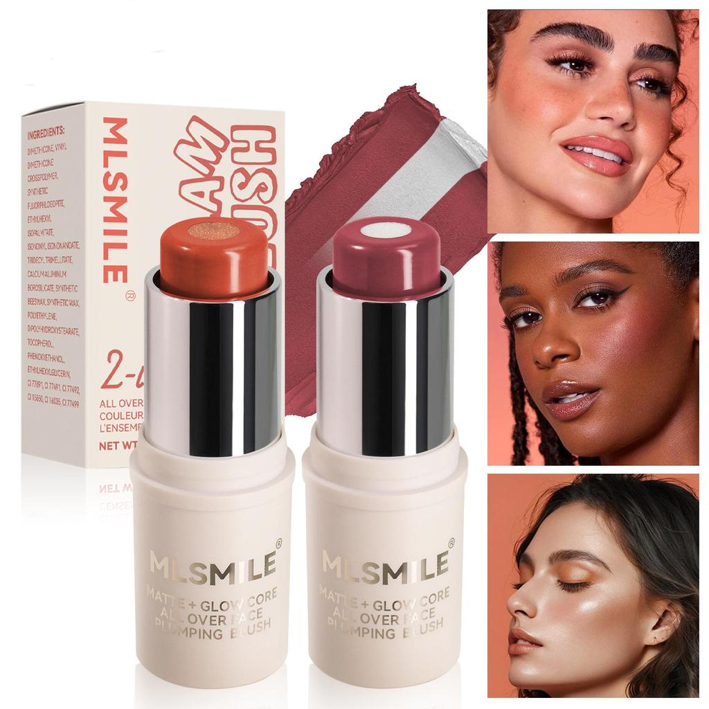 7-color Sandwich Blush Stick, Naturally Brightening And Easy-to-pigment Highlight Stick, Two-color Blush Cream