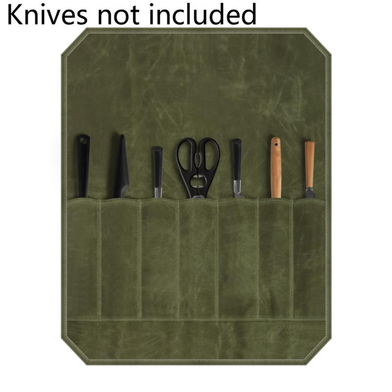 Canvas Knife Roll Bag Portable Lightweight Chef Knife Storage Carrier 1Pcs Suitable for Home Kitchen Camping Trip