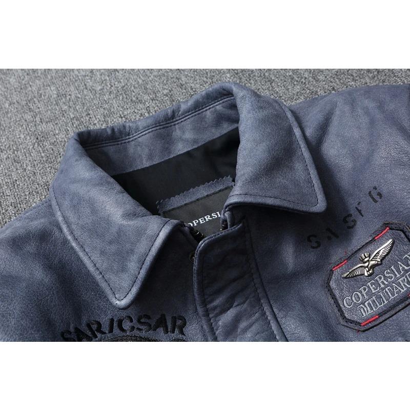 Китайский размер, натуральная кожаная куртка для мужчин, настоящая воловья кожа, военный летный костюм A2, вышитые пилотские пальто, мужская авиационная одежда, осень