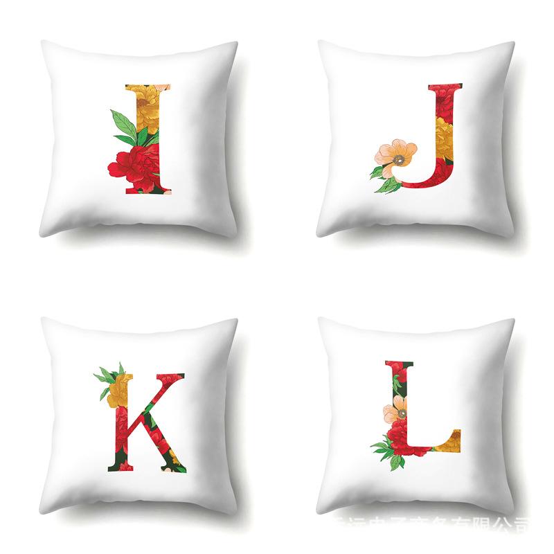 Полиэстеровая наволочка Акварельные цветы Принт для украшения автомобиля 26 английских букв Домашняя наволочка для подушки