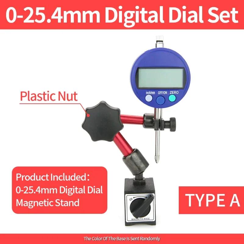 Цифровой циферблатный индикатор Магнитная подставка Держатель циферблатного индикатора Измерение нутромера Микрометр Измерительные щупы Инструмент