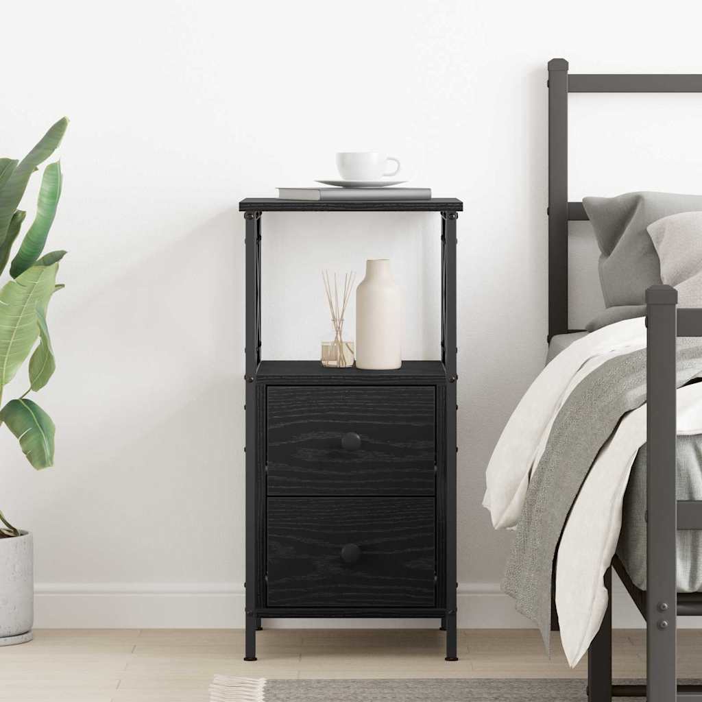 Nightstand Black Oak Look 34 x 35.5 x 70 cm Engineered Wood