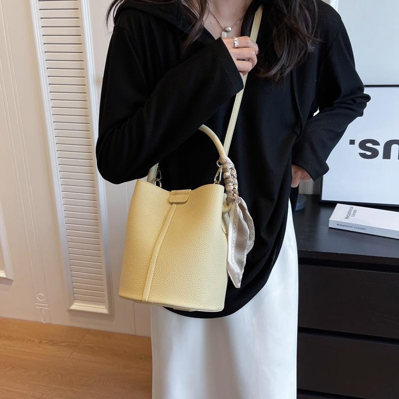 Новая модная универсальная однотонная сумка-ведро, портативная на плечо, через плечо, женская сумка