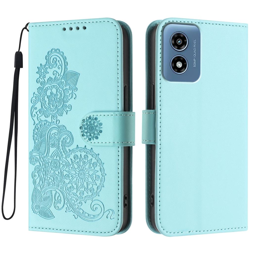 For Motorola Moto G Play (2024) 4G Phone Cases Mandala Flower Leather Wallet Mobile Cover with Strap