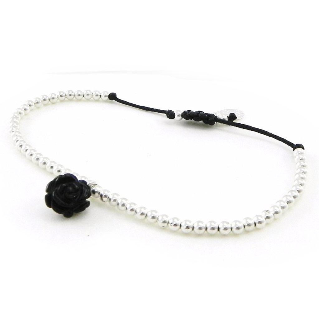 Les Trésors De Lily [I9117] - Silver Bracelet 'Rose Noire' Black Silver - 13 Mm
