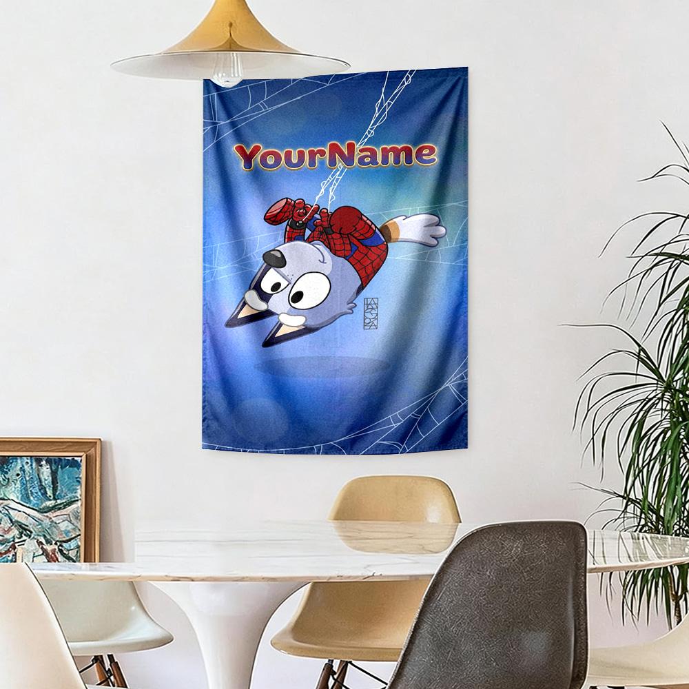 Bluey Custom Your Name Wall Decor Tapestry Art For Pet Memorial Birthdaywedding Party Backdrop Family Gift