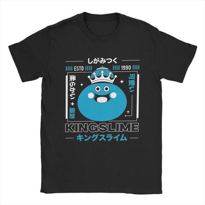 Футболка King Slime Dragon Quest для мужчин, чистый хлопок, уникальные футболки, футболки с круглым вырезом, короткий рукав, летняя одежда