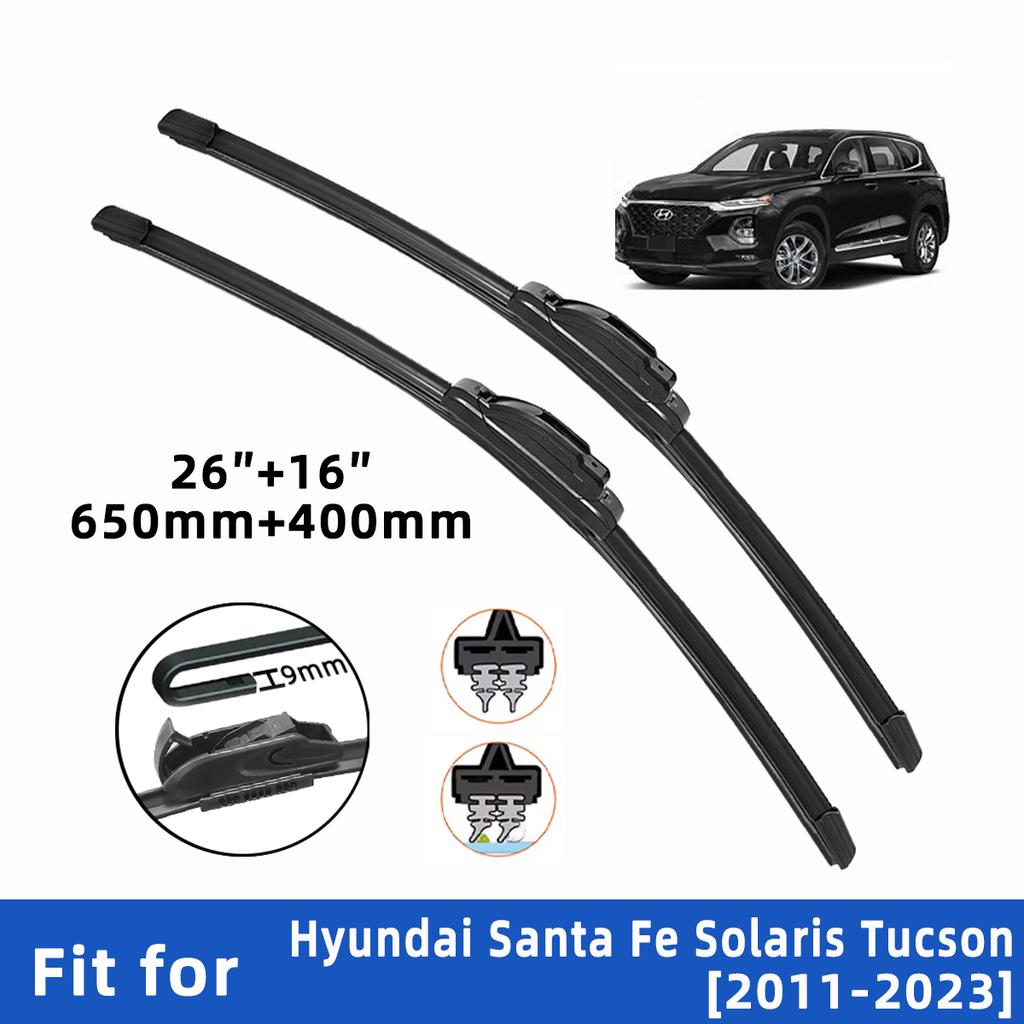 Wiper Blades for Hyundai Santa Fe Solaris Tucson 2011-2023 Front Double Rubber Strip Wiper Blade Windshield Brushes Windscreen Window Accessories