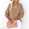 Fashionable Spring Autumn Pleated Button Long Sleeved Solid Color Top Women's Shirt Loose Pure Cotton Pullover Shirt