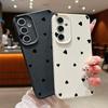 Black Little Love Hearts Pattern Leather Texture Case For Samsung S24 FE S23 Ultra S22 A55 A16 A54 A15 A35 Matte Soft TPU Shockproof Slim Phone Cover