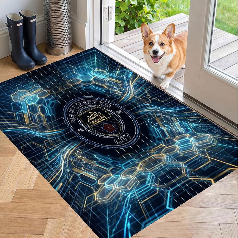 Soft Floor Carpet Manchester City Pattern Area Rug Decorative Mat For Home Room Decoration