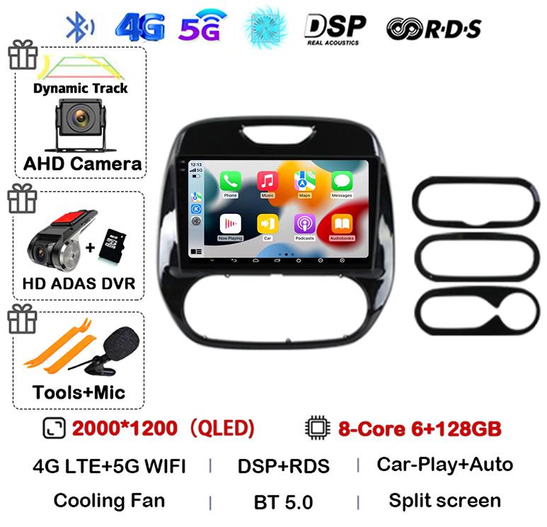 Android 14 Carplay Auto для Renault Captur CLIO Samsung QM3 2011-2018 Автомобильный радиоприемник Стерео GPS Мультимедиа Видеоплеер 360 Камера 4G