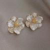 Zircon Glaze Flower Stud Earrings for Women Girl French Ins Vintage Fashion Korean Wedding Romantic Jewelry Gifts