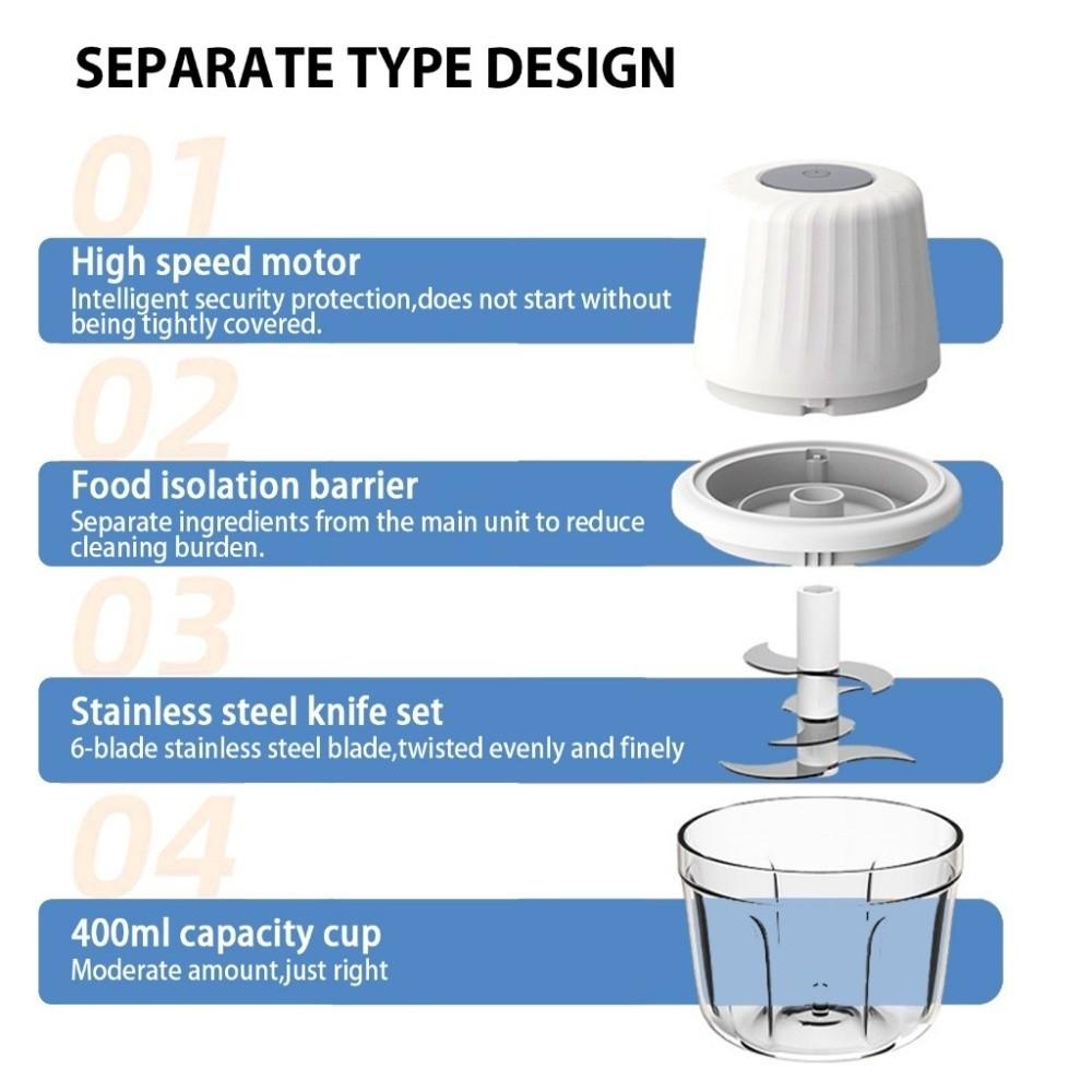 400 мл Чеснокодавилка Мощный мотор Измельчитель продуктов Электрический блендер-миксер Кухонные гаджеты
