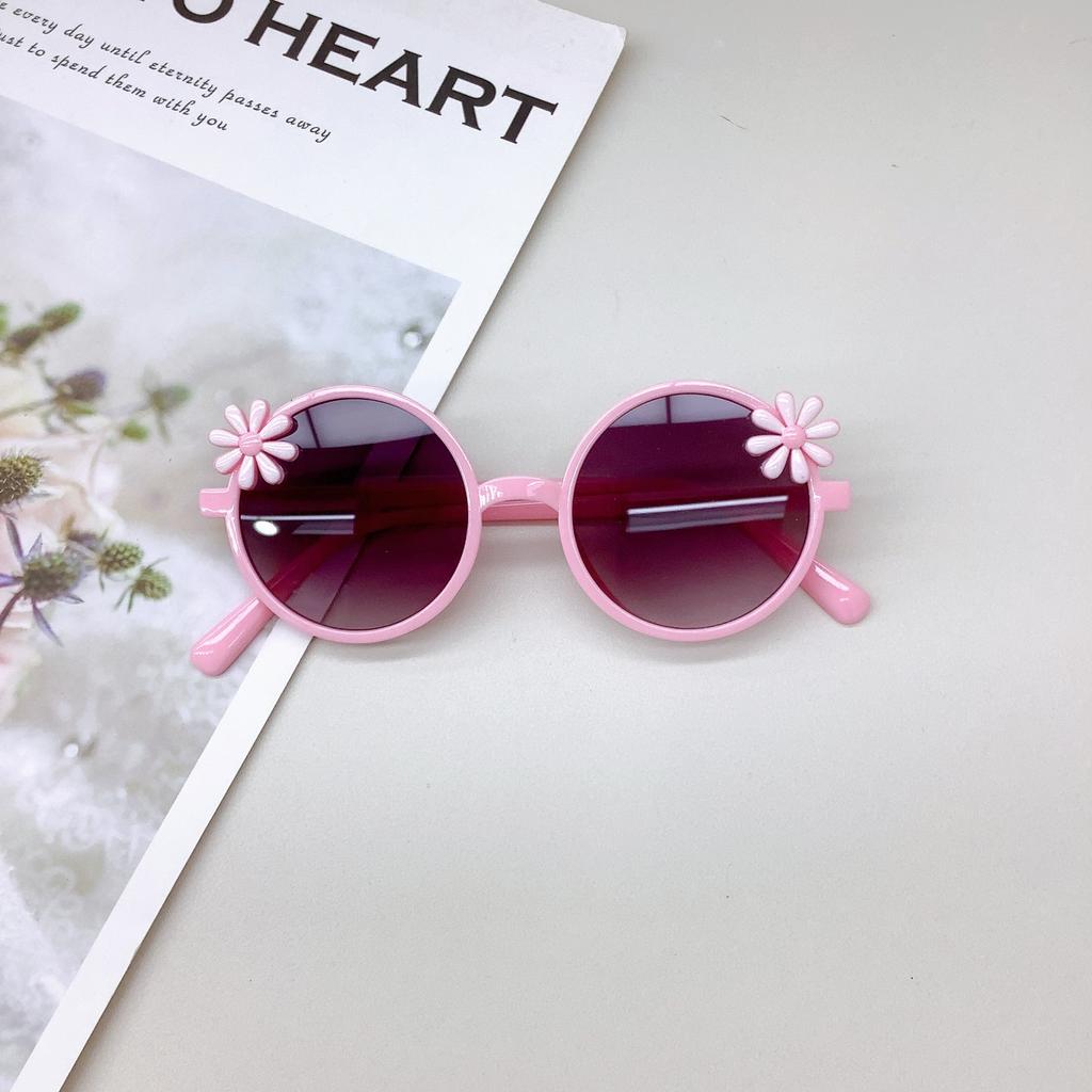 Детские солнцезащитные очки с маленьким цветком, симпатичная оправа из поликарбоната, для девочек, солнцезащитные очки с защитой от ультрафиолета, для мальчиков, солнцезащитные очки