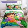 Dora Explorer Bedding Set Breathable Duvet Cover with Pillowcases Decorative Bed Linen for Bedroom Home Decoration Birthday Gift
