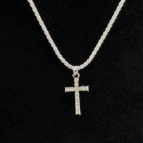 Женское ожерелье с подвеской-крестом, мерцающая поверхность, регулируемая длина, украшение на шею, повседневная одежда, подарок, легкое женское ожерелье на ключицу