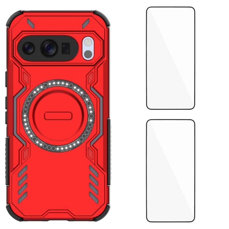 For Google Pixel 10 Pro Magnetic Case WANLONFENG DJ Series PC TPU Phone Cover with 2Pcs Tempered Glass Film