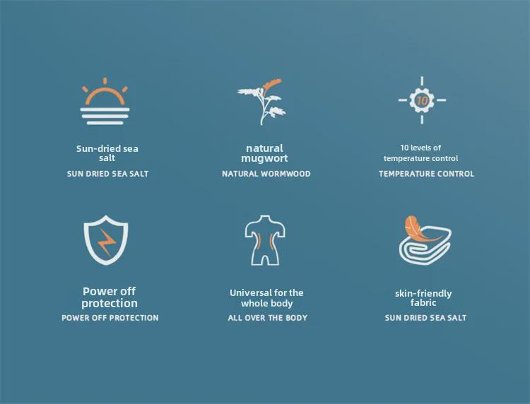 Электрический согревающий пояс Oaks с морской солью и полынью - лечебный компресс для плеч, шеи, талии - идеальный подарок для родителей