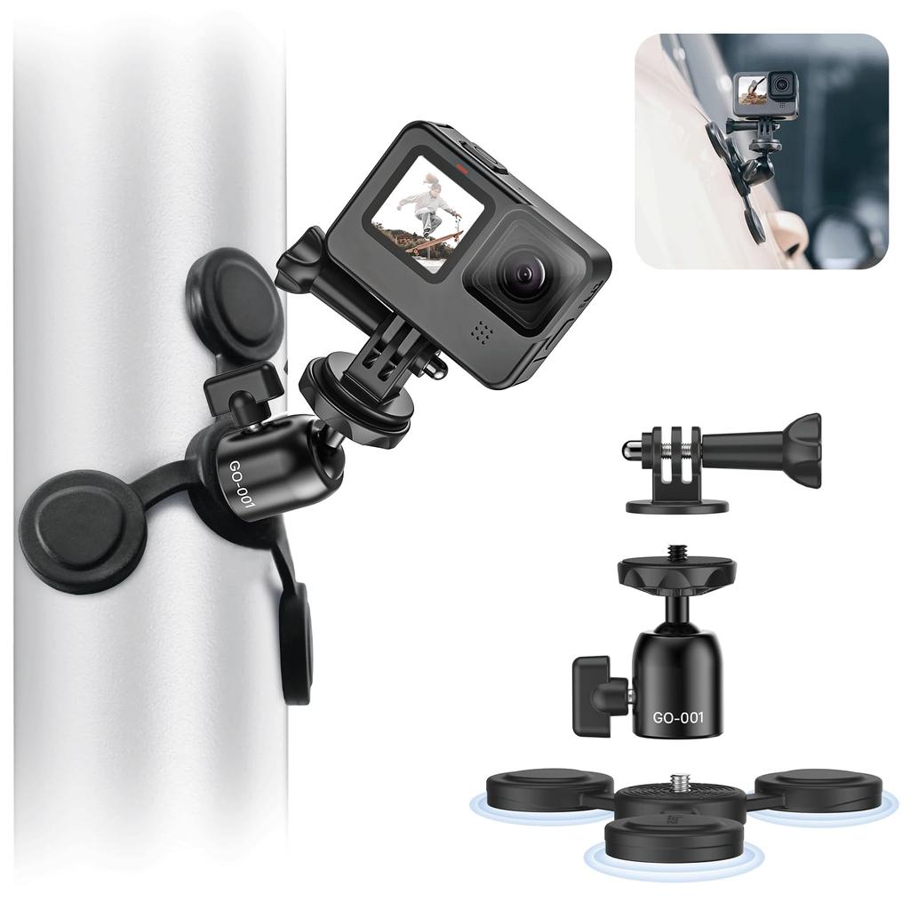 Ulanzi Camera Magnetic Stand Rotatable Free Head GoPro Accessories Camera Tripod Mount Inch Screw Magnetic Stand Set Ball Head for with Action Cameras