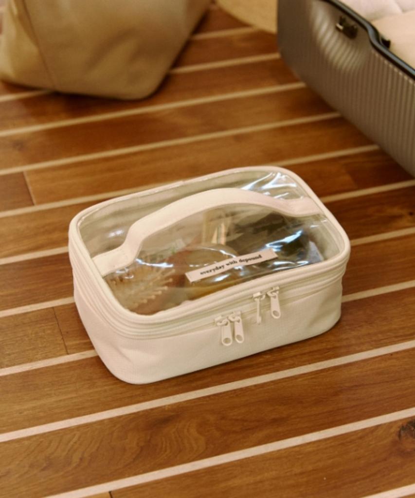 Double Layer Cosmetic Pouch [Ivory]