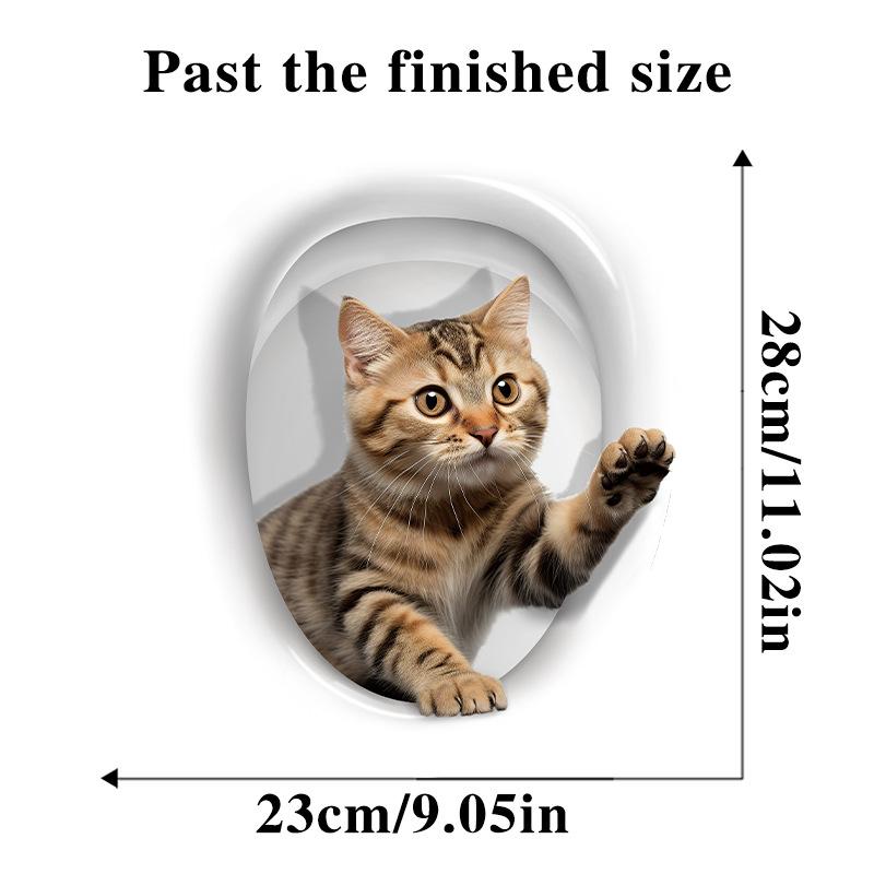 3D мультяшные яркие наклейки для туалета с котом, наклейки с милыми животными, собаками, белками для туалета, украшения ванной комнаты, водонепроницаемые наклейки
