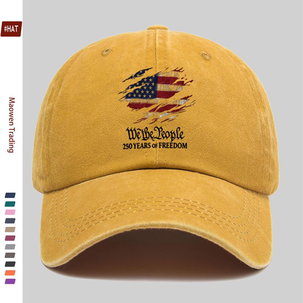 pc American Flag th Anniversary Print Baseball Cap with Confident and Proud Design Adjustable Strap Vintage Washed Fishing