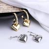Gold Silver Color Women Love Heart Piercing Ear Hoop Heart Earrings Drop Earring Stud Earrings