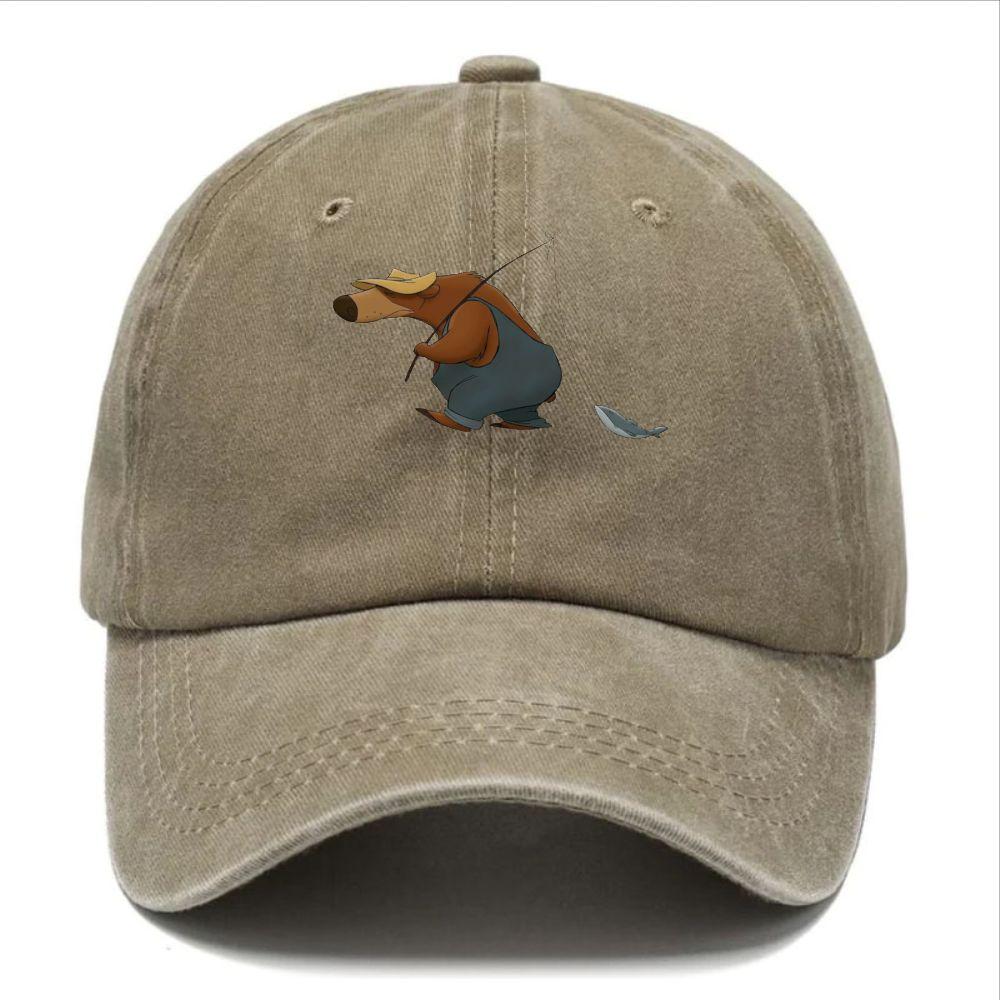 pc Retro Washed Distressed Animal Print Baseball Cap Unisex Lightweight Suitable for Outdoor Fishing Hat with Distressed
