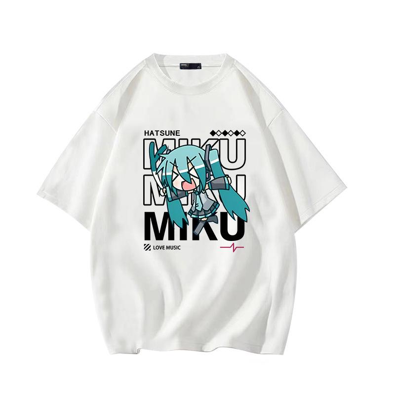 Мужская свободная хлопковая футболка с коротким рукавом для подростков Diva Miku Hatsune
