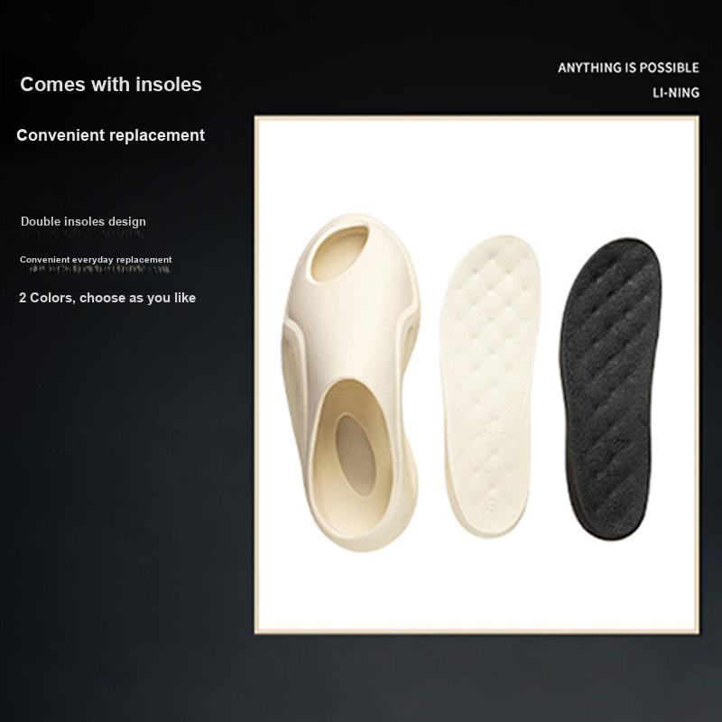 Li Ning Yun You Slay 2.0 Trendy Comfortable Slide Sandals With Replacement Insoles Silent Non-Slip Unisex Sandals Light-Brown AZSV009-7