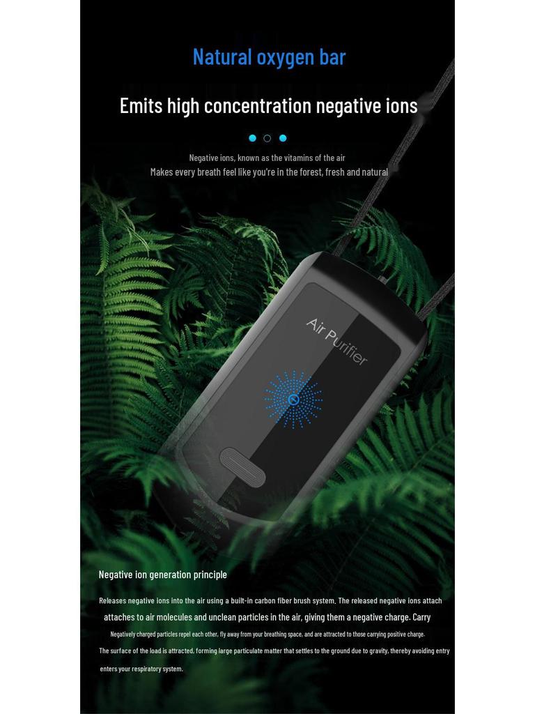 Носимый персональный очиститель воздуха с отрицательными ионами
