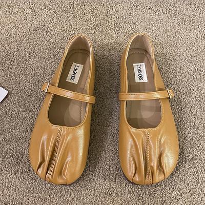 Модные весенние новые туфли на плоской подошве для женщин, с круглым носком, с неглубоким вырезом, с металлической пряжкой-складкой, на мягкой подошве, нескользящие одинарные туфли