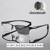 Men'S Progressive Multifocal Glasses Half Frame Business Color Changing Presbyopia Eyeglasses Ultra Light Single Focal Glasses