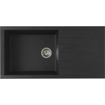 Встраиваемая мойка CUBE, из SMC ЧЕРНЫЙ С БЛЕСТКАМИ - 06, 1 чаша, разм.. 100 * 50 см, ручное опорожнение