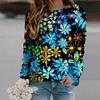 Fall Autumn Women'S Fashion O Neck Long Sleeve T-Shirt Loose Clothes Red Lily Flower Print T Shirt For Girls Street