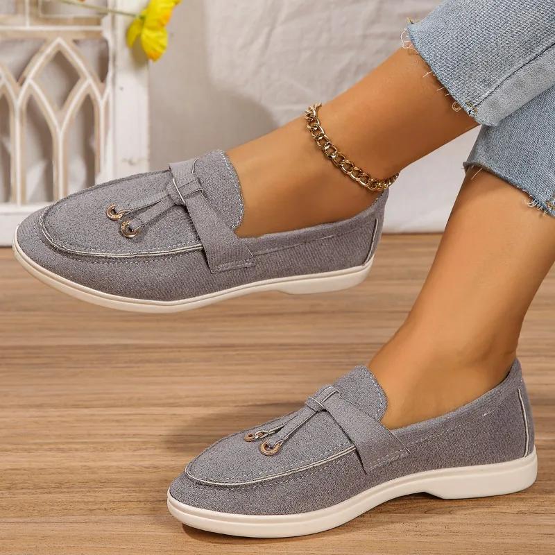 Новые женские мокасины Slip on Ladies Flats Spring Autumn Casual Flat Shoes Leather Cashmere Single Shoes Plus Size 43