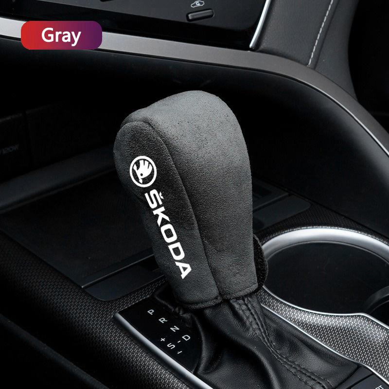 XOWS7 Leather Car Gear Car Shift Lever Cover Car Gear Shift Knob Auto Styling for Skoda Octavia A5 A7 Fabia 1 Superb Kamiq Rapid Yeti