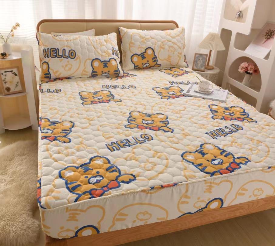 100% хлопчатобумажная ткань, утолщенный стеганый наматрасник, двойной размер, высококачественный защитный чехол для кровати на заказ, не включая наволочку